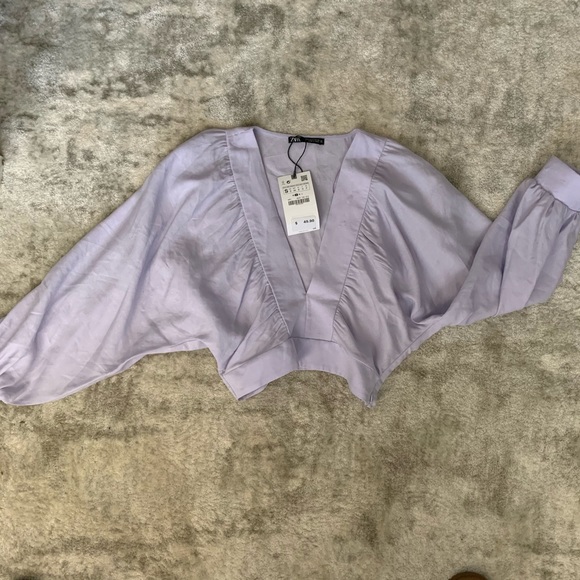 Zara lavender cropped blouse. NWT - Picture 1 of 3